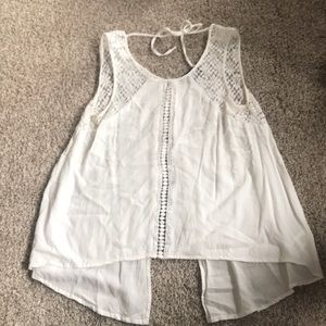 White lace blouse with open back